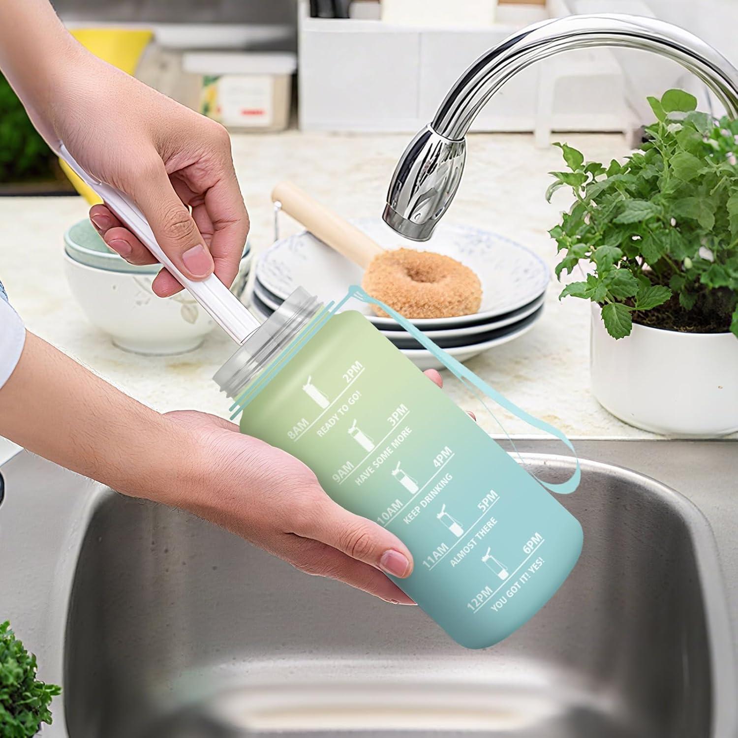 image:imageMotswedi Gourde Enfant 500 ml AntiFuite Gourde Paille avec Marqueur de Temps Bouteille deau Poigne de Transport Bouteille avec Paille pour Lcole Sport Yoga Blanc Cass Bleu ClairBlanc Cass Bleu Clair
