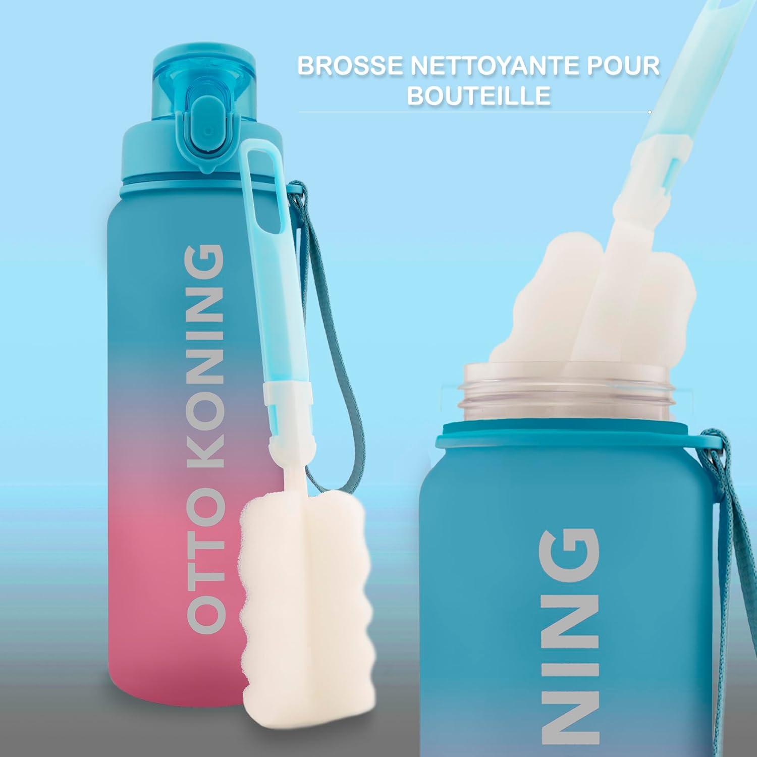 image:imageOtto Koning Gourde Sport 1L Bouteille Eau Sans BPA Gourde Adulte Femme Homme Plastique Haute Qualit Hermtique Grande Bouteille Randonne Ouverture Bouton Courroie Nettoyage FacileBleu et Rouge