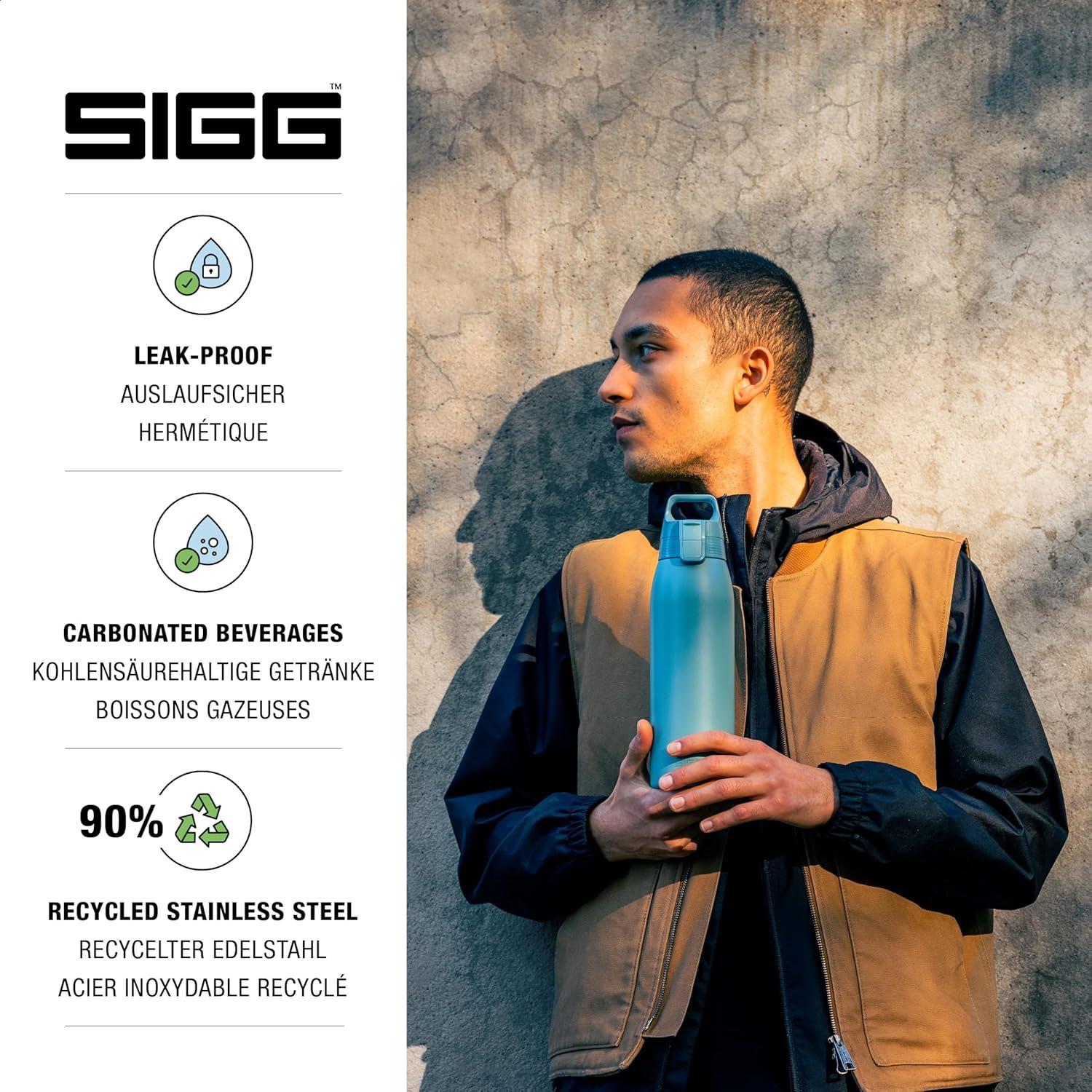 image:imageSigg Gourde Inox Shield ONE Convient Aux Boissons Gazeuses tanche ampamp Lgre Sans BPA Acier Inoxydable 188075L 1L 15LBleu