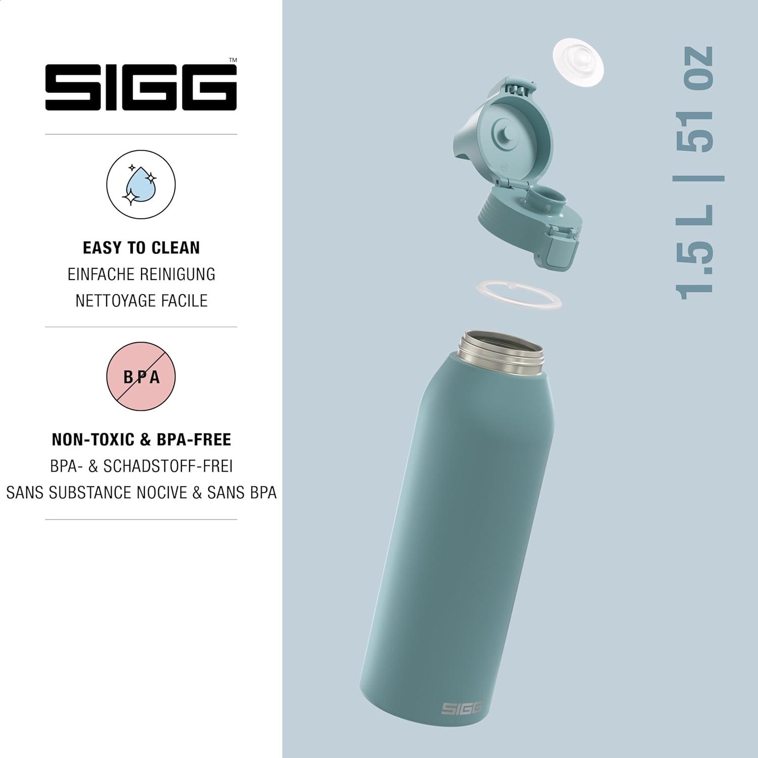 image:imageSigg Gourde Inox Shield ONE Convient Aux Boissons Gazeuses tanche ampamp Lgre Sans BPA Acier Inoxydable 188075L 1L 15LBleu