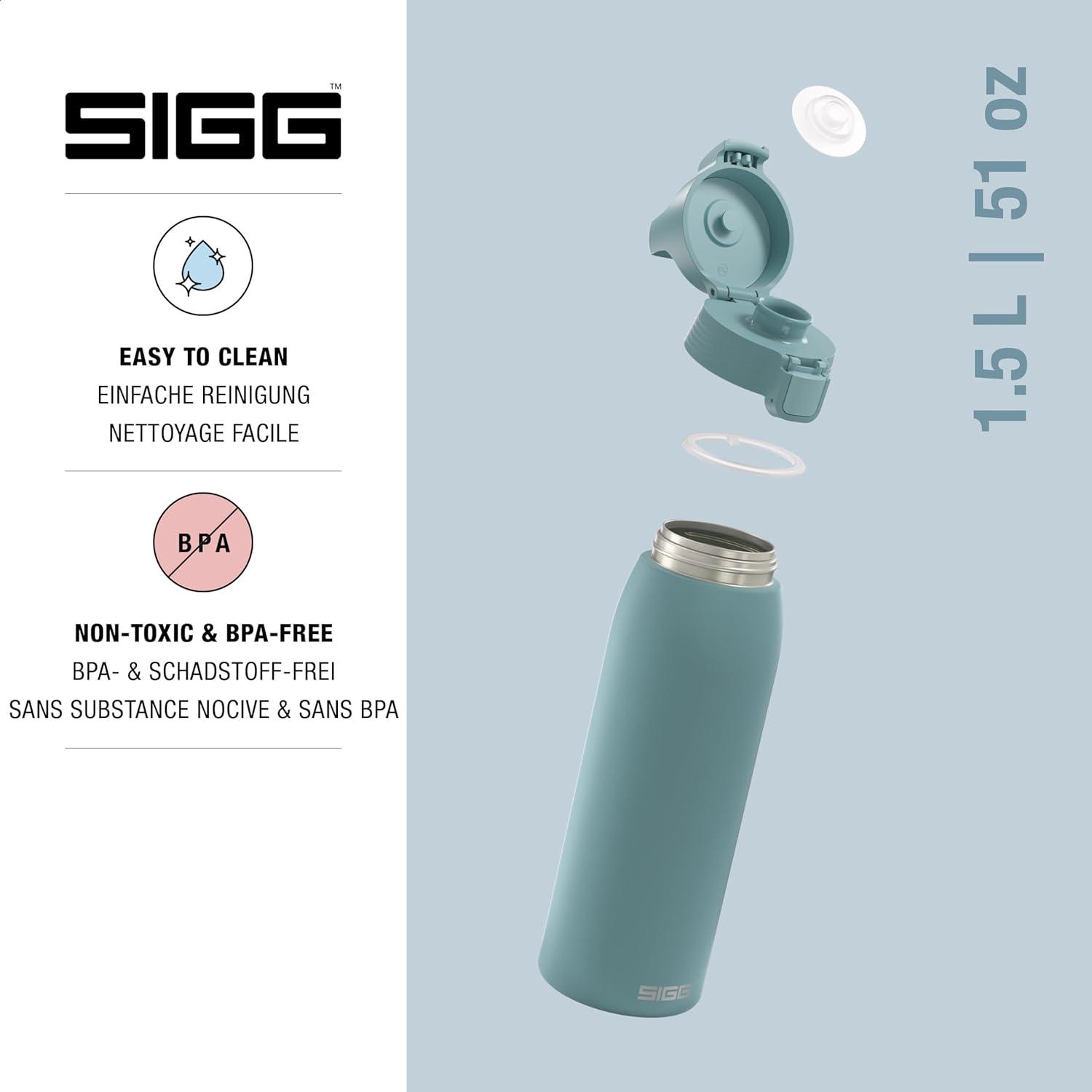image:imageSigg Gourde Inox Shield ONE Convient Aux Boissons Gazeuses tanche ampamp Lgre Sans BPA Acier Inoxydable 188075L 1L 15LBleu