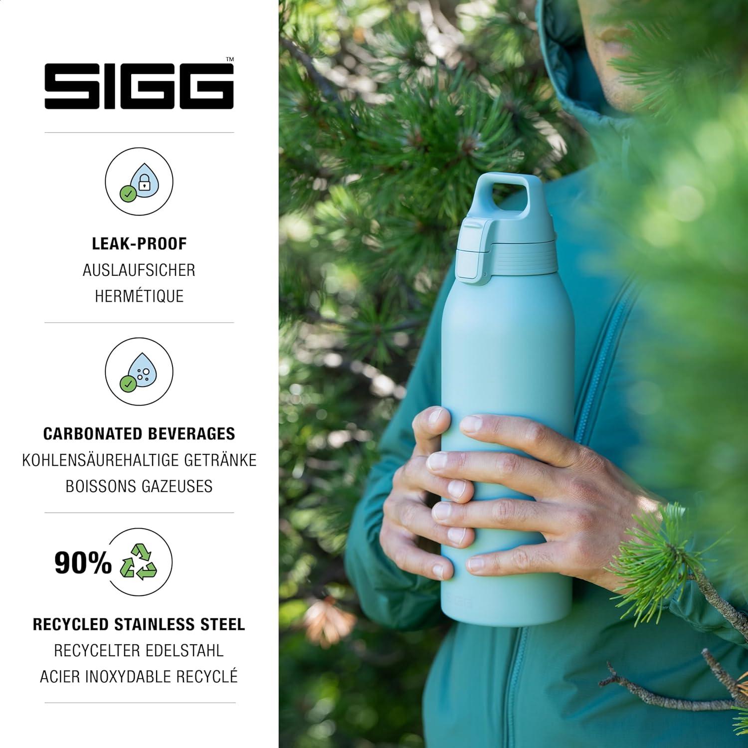 image:imageSigg Gourde Inox Shield ONE Convient Aux Boissons Gazeuses tanche ampamp Lgre Sans BPA Acier Inoxydable 188075L 1L 15LBleu