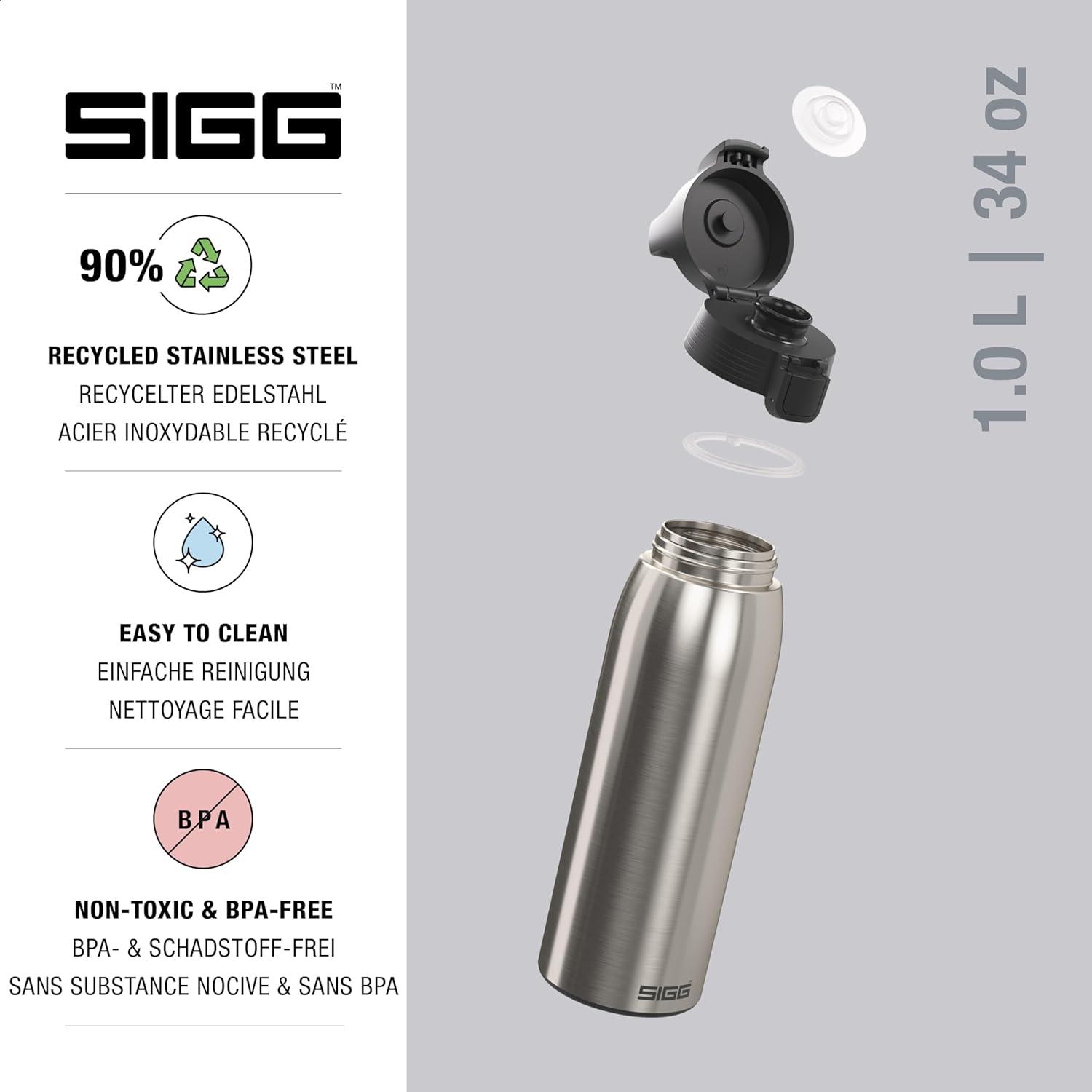 image:imageSigg Gourde Inox Shield ONE Convient Aux Boissons Gazeuses tanche ampamp Lgre Sans BPA Acier Inoxydable 188075L 1L 15LGris