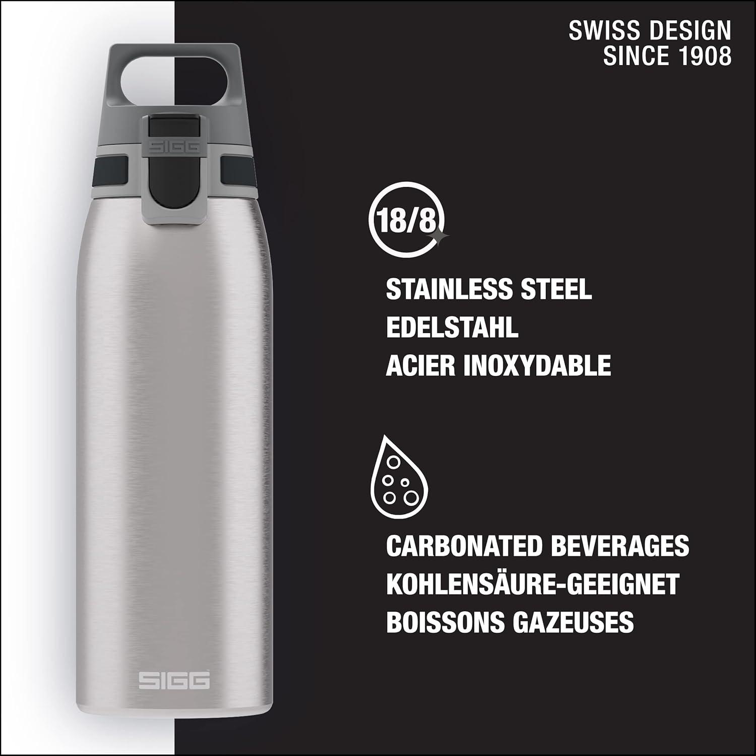 image:imageSigg Gourde Inox Shield ONE Convient Aux Boissons Gazeuses tanche ampamp Lgre Sans BPA Acier Inoxydable 188075L 1L 15LGris