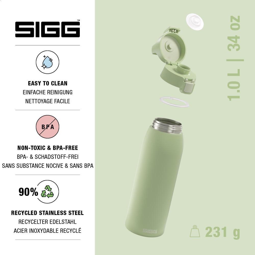 image:imageSigg Gourde Inox Shield ONE Convient Aux Boissons Gazeuses tanche ampamp Lgre Sans BPA Acier Inoxydable 188075L 1L 15LVert