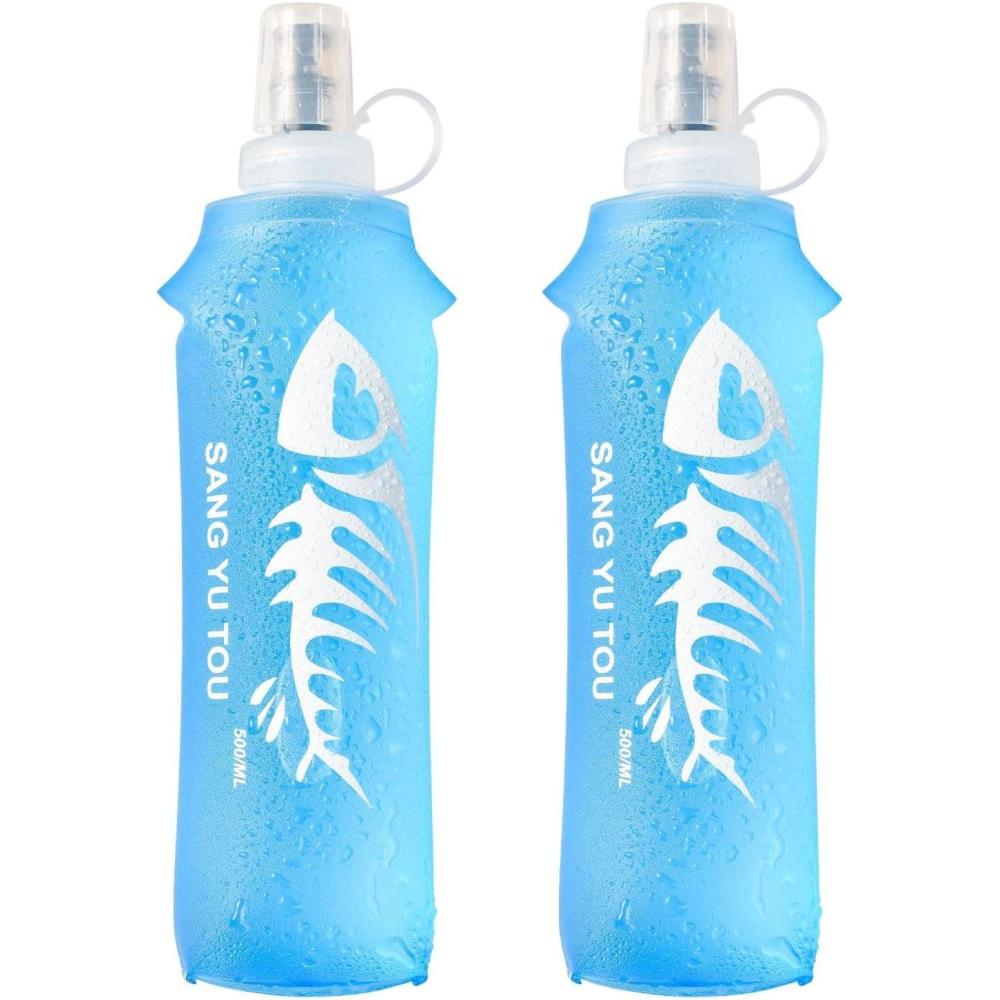 image:image2 Gourde Souple Flasque Running Soft Flask 500ml Bouteille deau Gourde Sport Pliable Poche Hydratation Rservoir deau Flacon pour Sports de Plein Air Randonne Cyclisme Camping Jogging500ml Bleu Clair