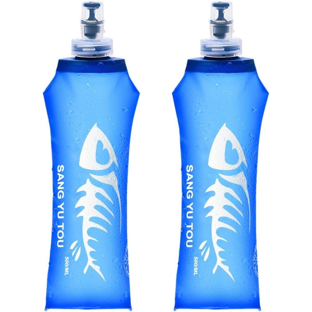 image:image2 Gourde Souple Flasque Running Soft Flask 500ml Bouteille deau Gourde Sport Pliable Poche Hydratation Rservoir deau Flacon pour Sports de Plein Air Randonne Cyclisme Camping Jogging500ml Bleu Fonc