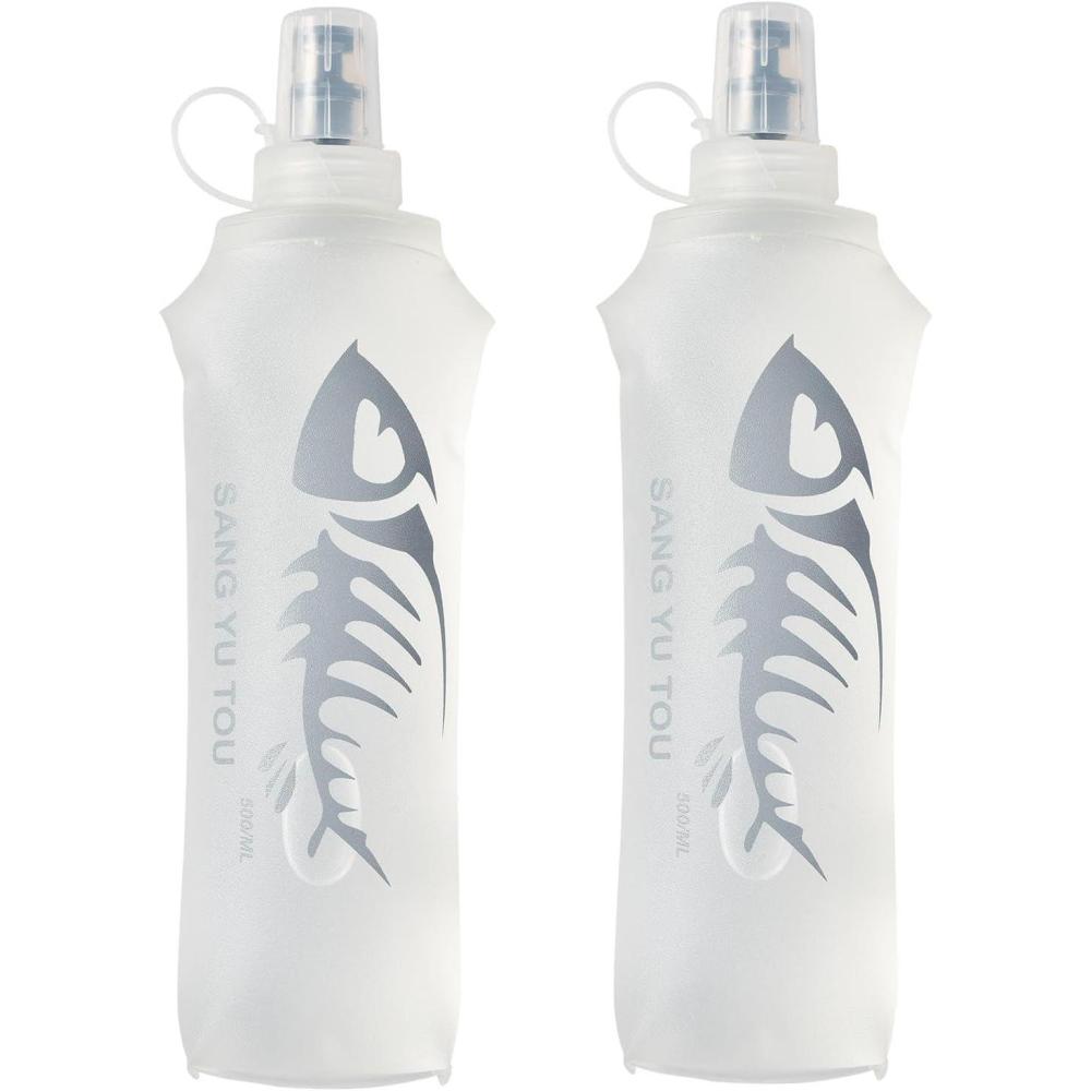 image:image2 Gourde Souple Flasque Running Soft Flask 500ml Bouteille deau Gourde Sport Pliable Poche Hydratation Rservoir deau Flacon pour Sports de Plein Air Randonne Cyclisme Camping Jogging500 ml de blanc