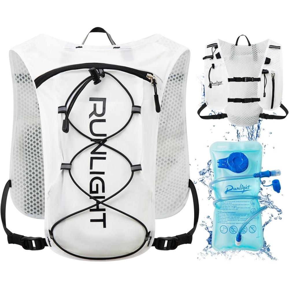 image:imageGilet de course pour homme et femme sangles de poitrine rglables gilet dhydratation avec bouteille deau de 1500 mlBlanc
