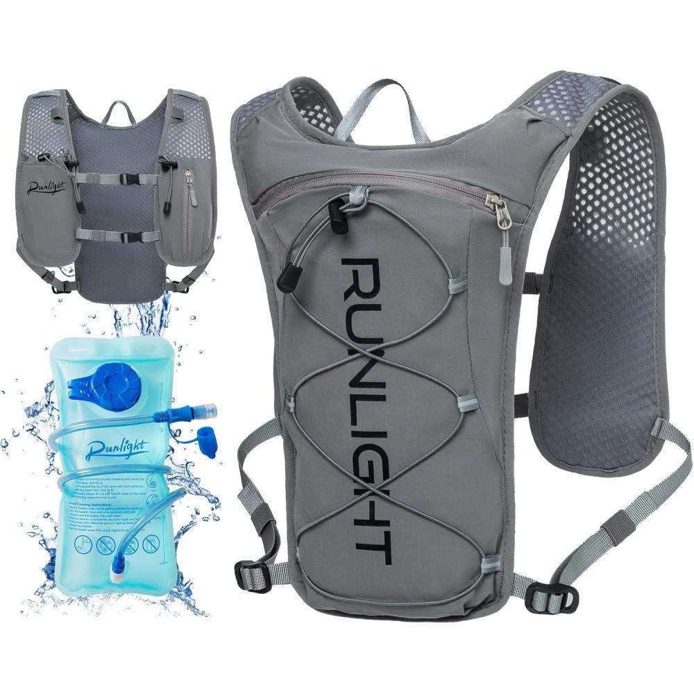 image:imageGilet de course pour homme et femme sangles de poitrine rglables gilet dhydratation avec bouteille deau de 1500 mlGris