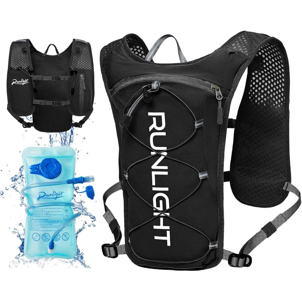 image:imageGilet de course pour homme et femme sangles de poitrine rglables gilet dhydratation avec bouteille deau de 1500 mlNoir