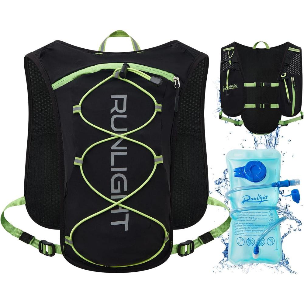 image:imageGilet de course pour homme et femme sangles de poitrine rglables gilet dhydratation avec bouteille deau de 1500 mlNoirvert