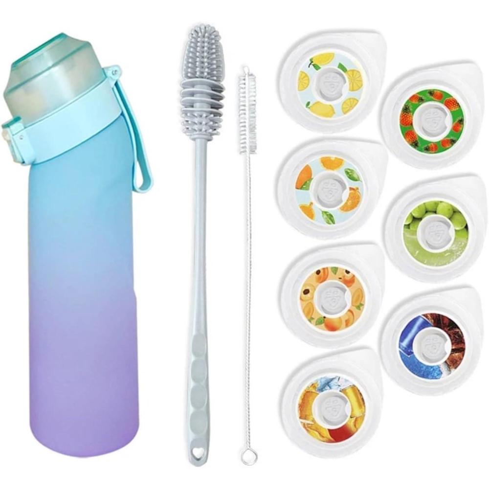 image:imageGourde Sport Avec Lot De 7 Capsules Aromatiques Pour Bouteille Deau Pods Parfums Pour Eau AromatiqueBouteille Deau tanche Pour Gym Course PiedCamping Et Randonn BlackBlue Purple