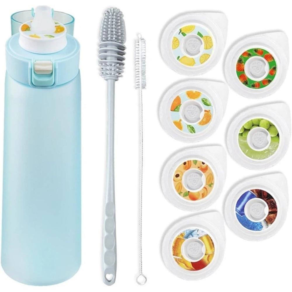 image:imageGourde Sport Avec Lot De 7 Capsules Aromatiques Pour Bouteille Deau Pods Parfums Pour Eau AromatiqueBouteille Deau tanche Pour Gym Course PiedCamping Et Randonn BlackBlue