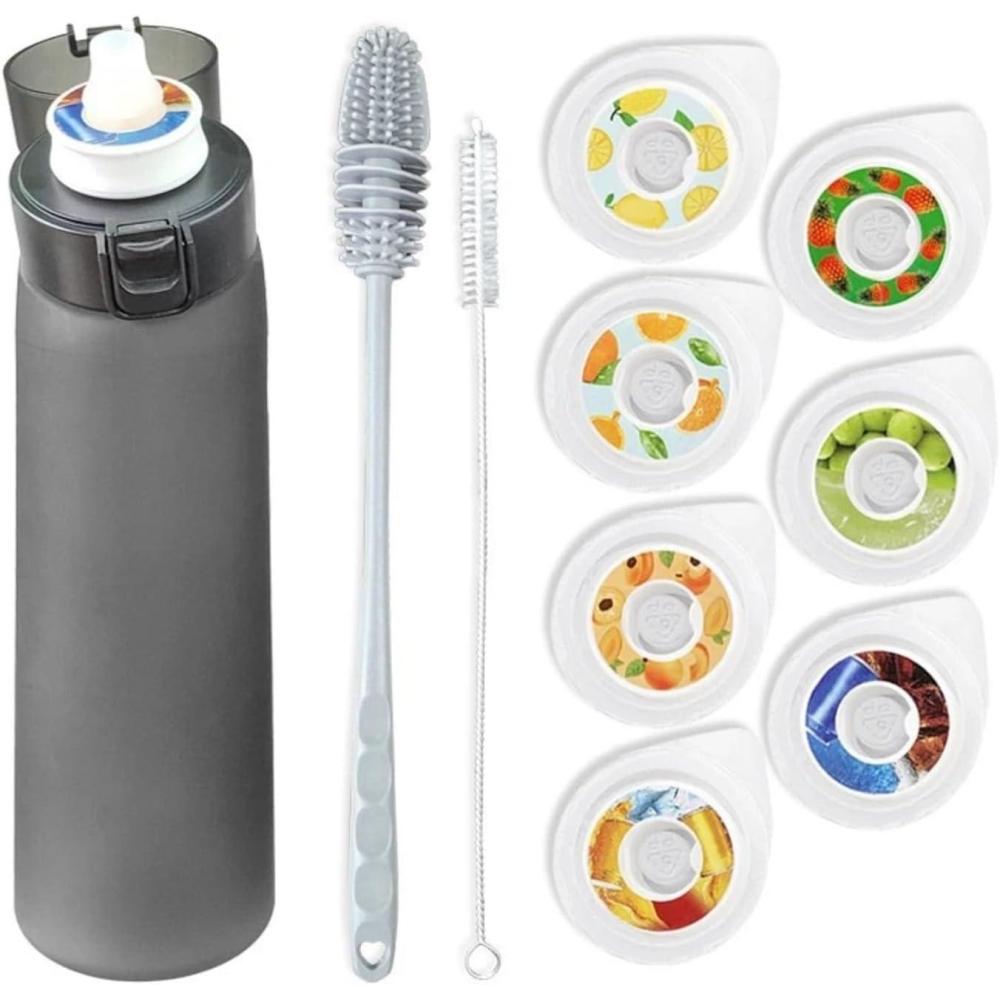 image:imageGourde Sport Avec Lot De 7 Capsules Aromatiques Pour Bouteille Deau Pods Parfums Pour Eau AromatiqueBouteille Deau tanche Pour Gym Course PiedCamping Et Randonn BlackBlack