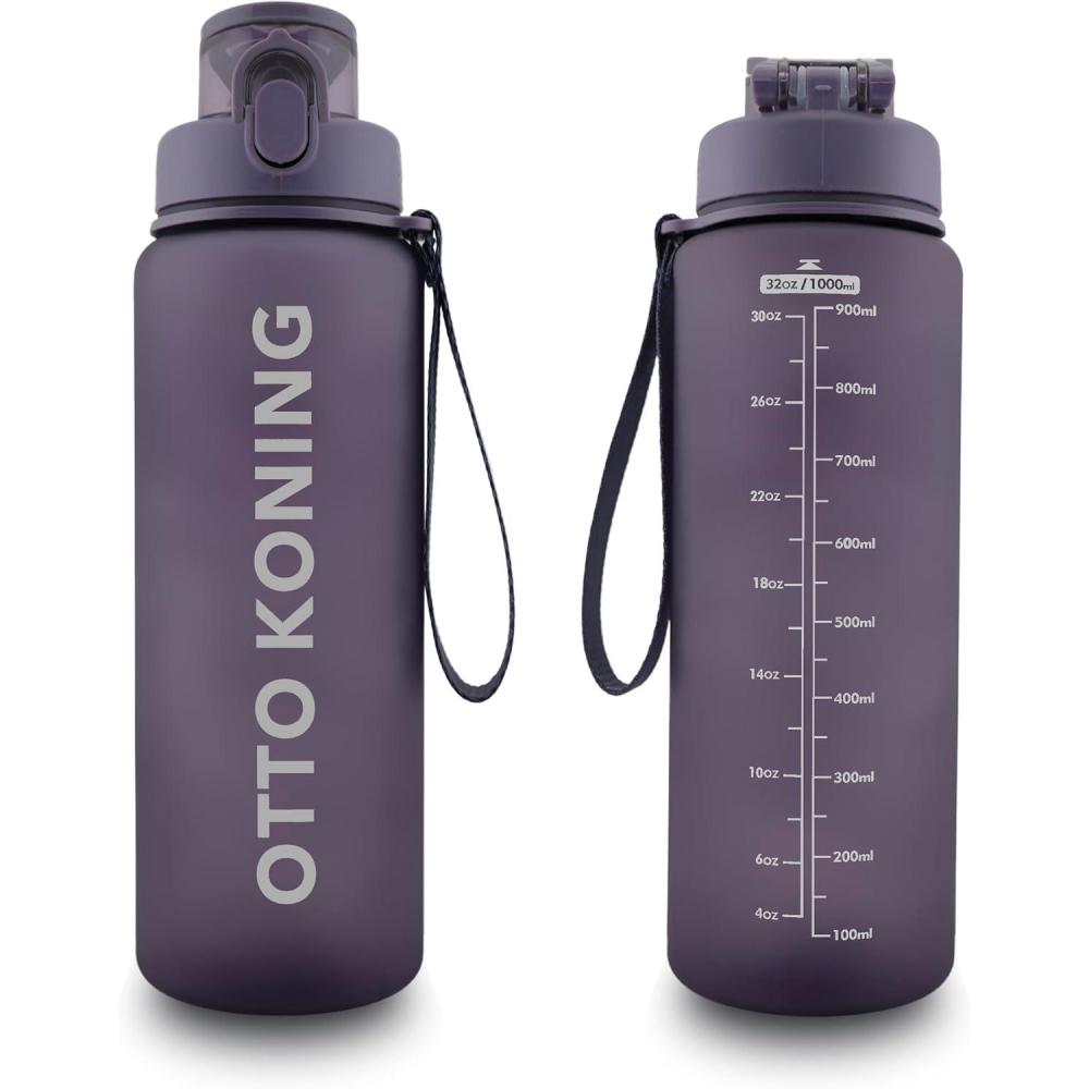 image:imageOtto Koning Gourde Sport 1L Bouteille Eau Sans BPA Gourde Adulte Femme Homme Plastique Haute Qualit Hermtique Grande Bouteille Randonne Ouverture Bouton Courroie Nettoyage FacileViolet