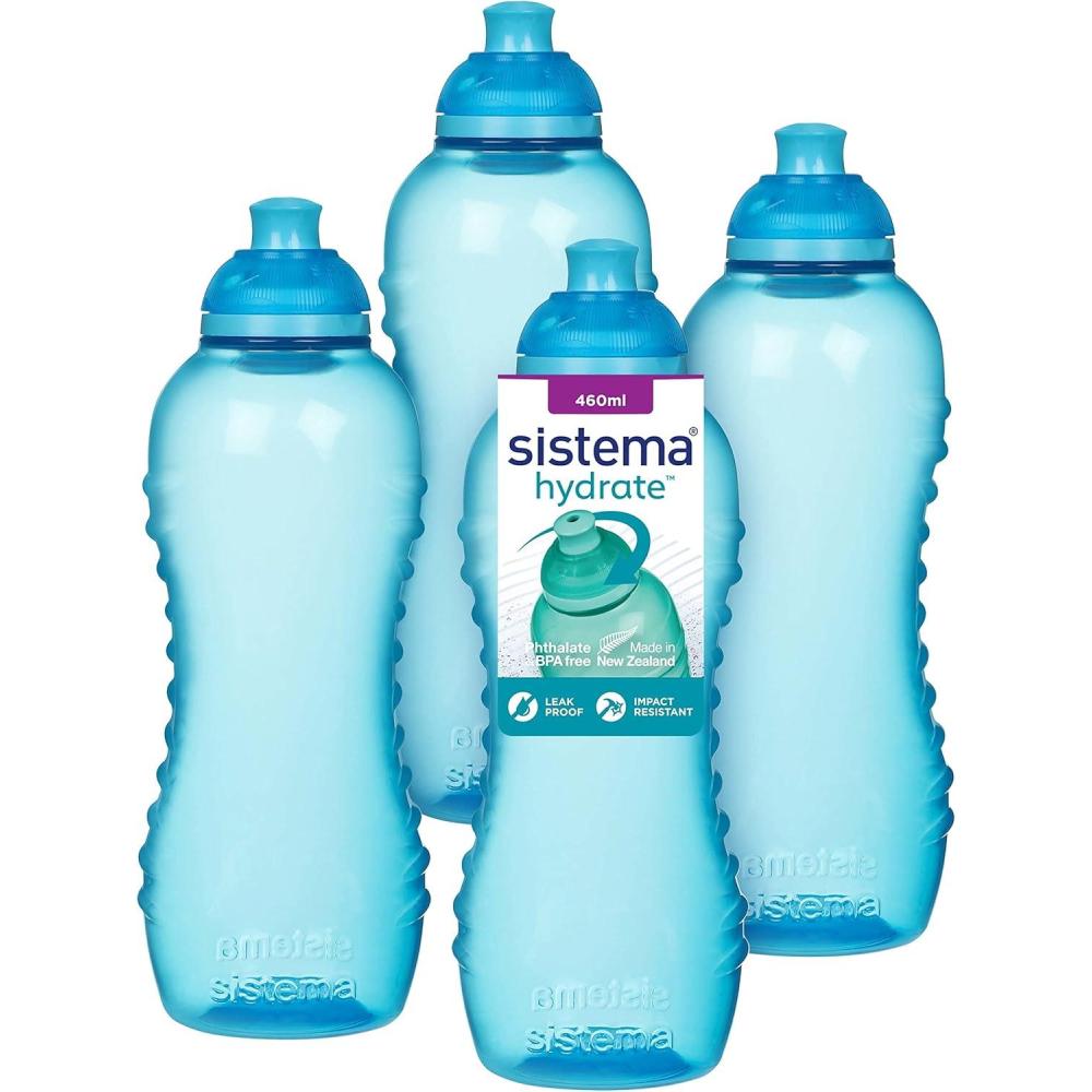 image:imageSistema Twist n Sip Squeeze Sports Bouteilles deau Bouteilles deau pour enfants 480ml Sans BPA Fabriqu partir de plastique recycl Pierre turquoise 4 comptes4 x 460 ml