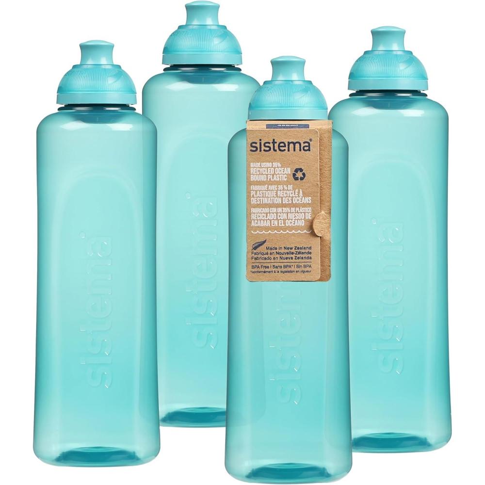 image:imageSistema Twist n Sip Squeeze Sports Bouteilles deau Bouteilles deau pour enfants 480ml Sans BPA Fabriqu partir de plastique recycl Pierre turquoise 4 comptes4 x 480 ml