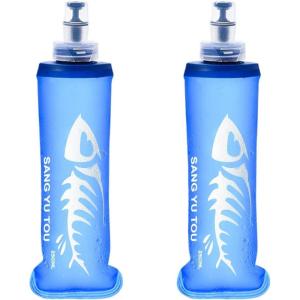 2 Gourde Souple Flasque Running, Soft Flask 500ml, Bouteille d&rsquo;eau Gourde Sport Pliable Poche Hydratation, Réservoir d&rsquo;eau Flacon pour Sports de Plein Air, Randonnée, Cyclisme, Camping, Jogging(250ml Bleu Foncé)