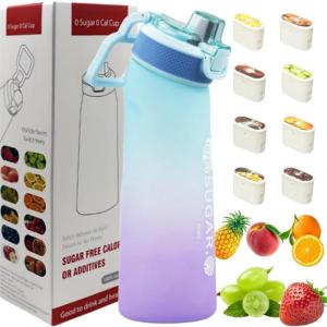 Bouteille d&rsquo;eau avec 1 capsule de saveur, 2.0 version améliorée, 700 ml, sans BPA, pour salle de sport et activités de plein air (Color E + 1 Random POD)(Color E + 1 Random Pod)