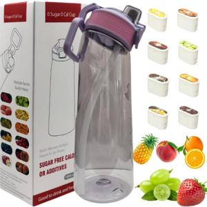 Bouteille d&rsquo;eau avec 1 capsule de saveur, 2.0 version améliorée, 700 ml, sans BPA, pour salle de sport et activités de plein air (Color E + 1 Random POD)(Color F+ 1 Random Pod)