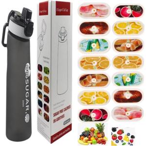Bouteille d&rsquo;eau de sport de 700 ml, 14 saveurs, matériau tritan résistant aux hautes températures, saveur naturelle des fruits extraite(Noir)