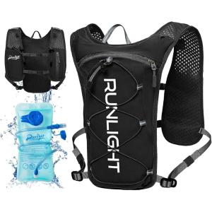 Gilet de course pour homme et femme, sangles de poitrine réglables, gilet d&rsquo;hydratation avec bouteille d&rsquo;eau de 1500 ml(Noir)