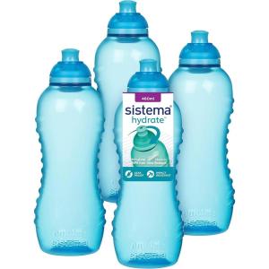 Sistema Twist &lsquo;n&rsquo; Sip Squeeze Sports Bouteilles d&rsquo;eau | Bouteilles d&rsquo;eau pour enfants | 480ml | Sans BPA | Fabriqué à partir de plastique recyclé | Pierre turquoise | 4 comptes(4 x 460 ml)