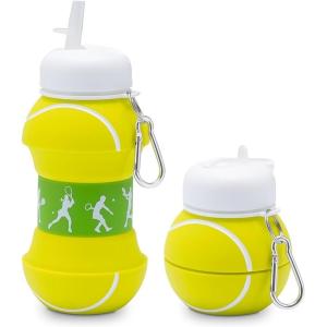 Tennis Bouteille d&rsquo;eau pour enfants, Bouteille d&rsquo;eau de Sport Pliable,Gourde Tennis, Gourde pliable pour l&rsquo;école, les loisirs et le spor（550ml）