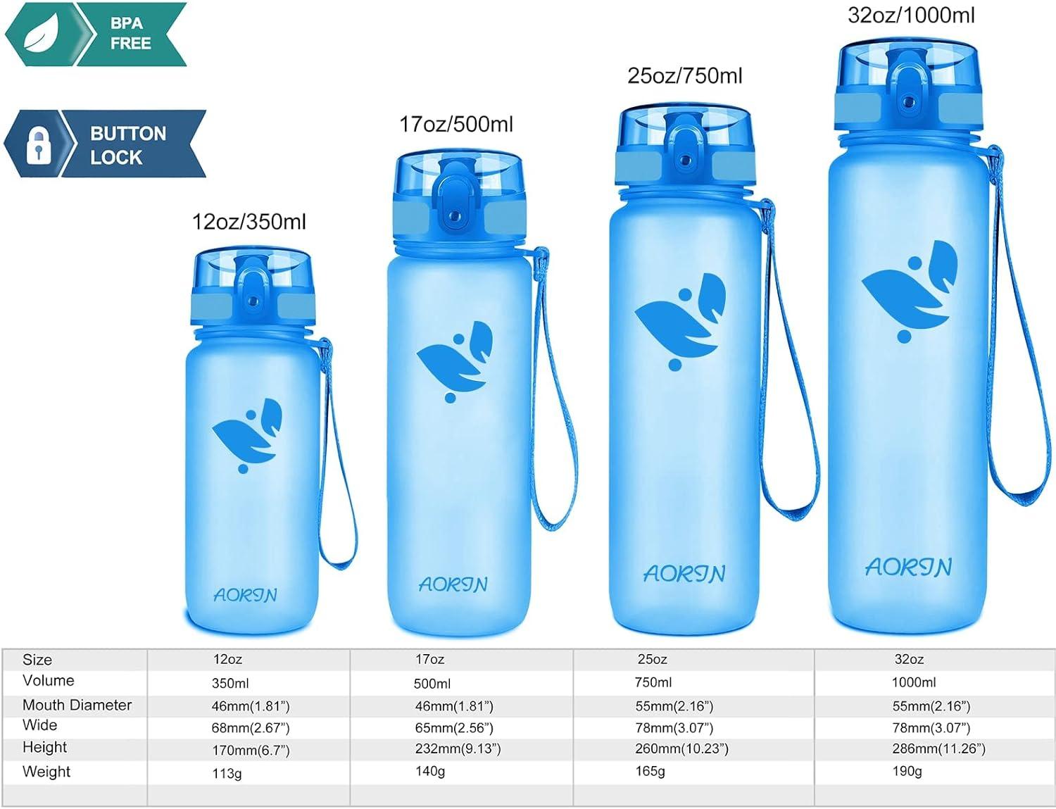 image:imageAORIN Gourde Sport 350ml500ml750ml1L BPAFree ampamp AntiFuite FlipAppliquer Bouteille deau pour EnfantAdultesSalle de Sport Sport de Plein airBleu