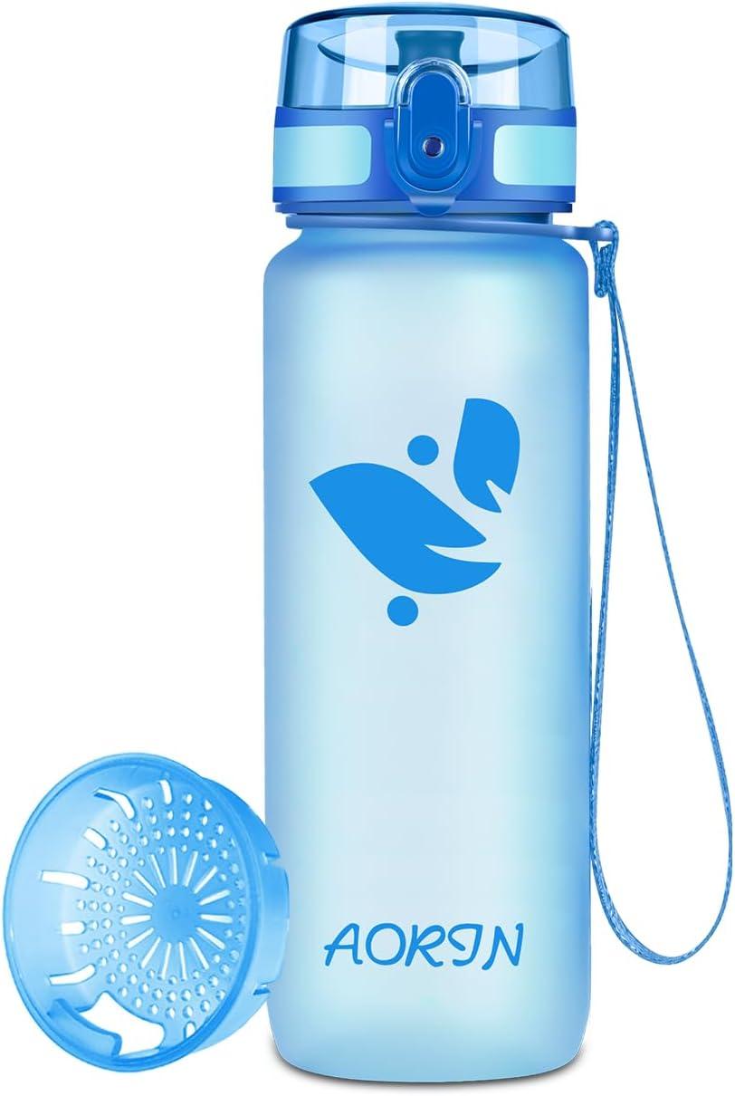 image:imageAORIN Gourde Sport 350ml500ml750ml1L BPAFree ampamp AntiFuite FlipAppliquer Bouteille deau pour EnfantAdultesSalle de Sport Sport de Plein airBleu