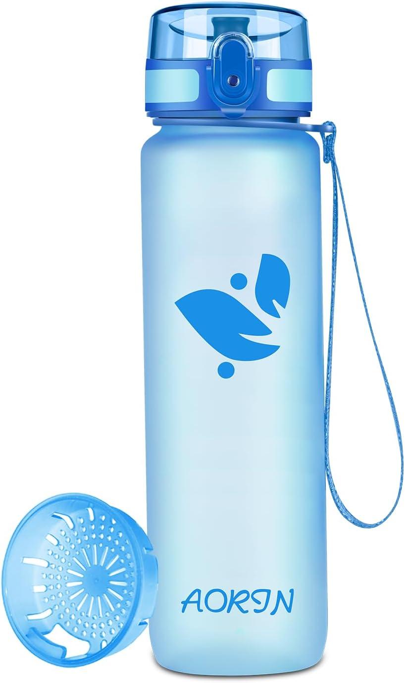 image:imageAORIN Gourde Sport 350ml500ml750ml1L BPAFree ampamp AntiFuite FlipAppliquer Bouteille deau pour EnfantAdultesSalle de Sport Sport de Plein airBleu