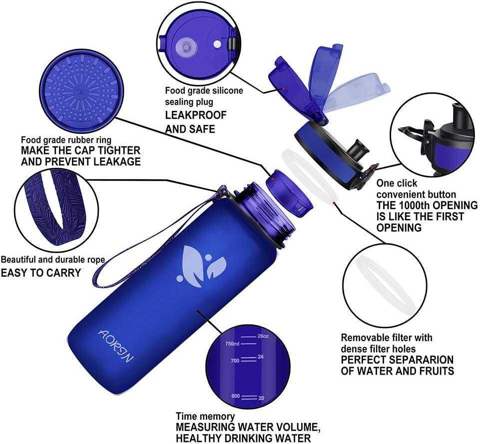image:imageAORIN Gourde Sport 350ml500ml750ml1L BPAFree ampamp AntiFuite FlipAppliquer Bouteille deau pour EnfantAdultesSalle de Sport Sport de Plein airBleu de Mthyle