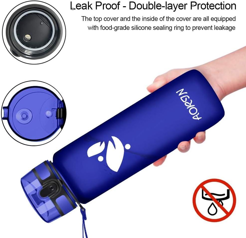 image:imageAORIN Gourde Sport 350ml500ml750ml1L BPAFree ampamp AntiFuite FlipAppliquer Bouteille deau pour EnfantAdultesSalle de Sport Sport de Plein airBleu de Mthyle