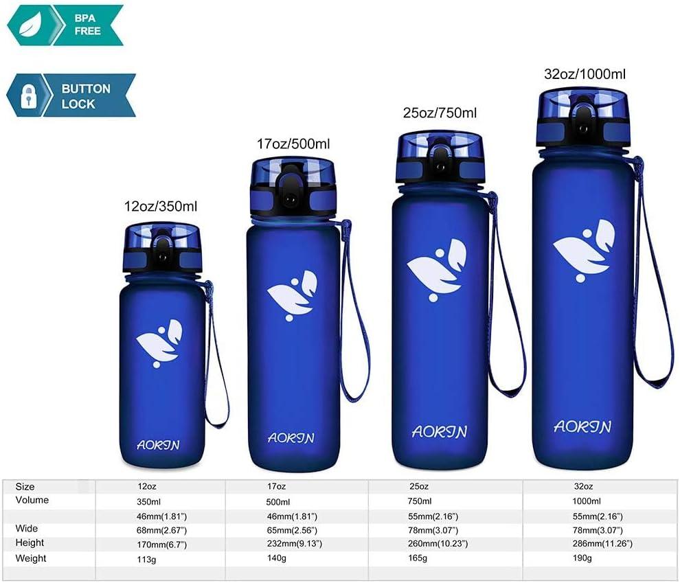 image:imageAORIN Gourde Sport 350ml500ml750ml1L BPAFree ampamp AntiFuite FlipAppliquer Bouteille deau pour EnfantAdultesSalle de Sport Sport de Plein airBleu de Mthyle