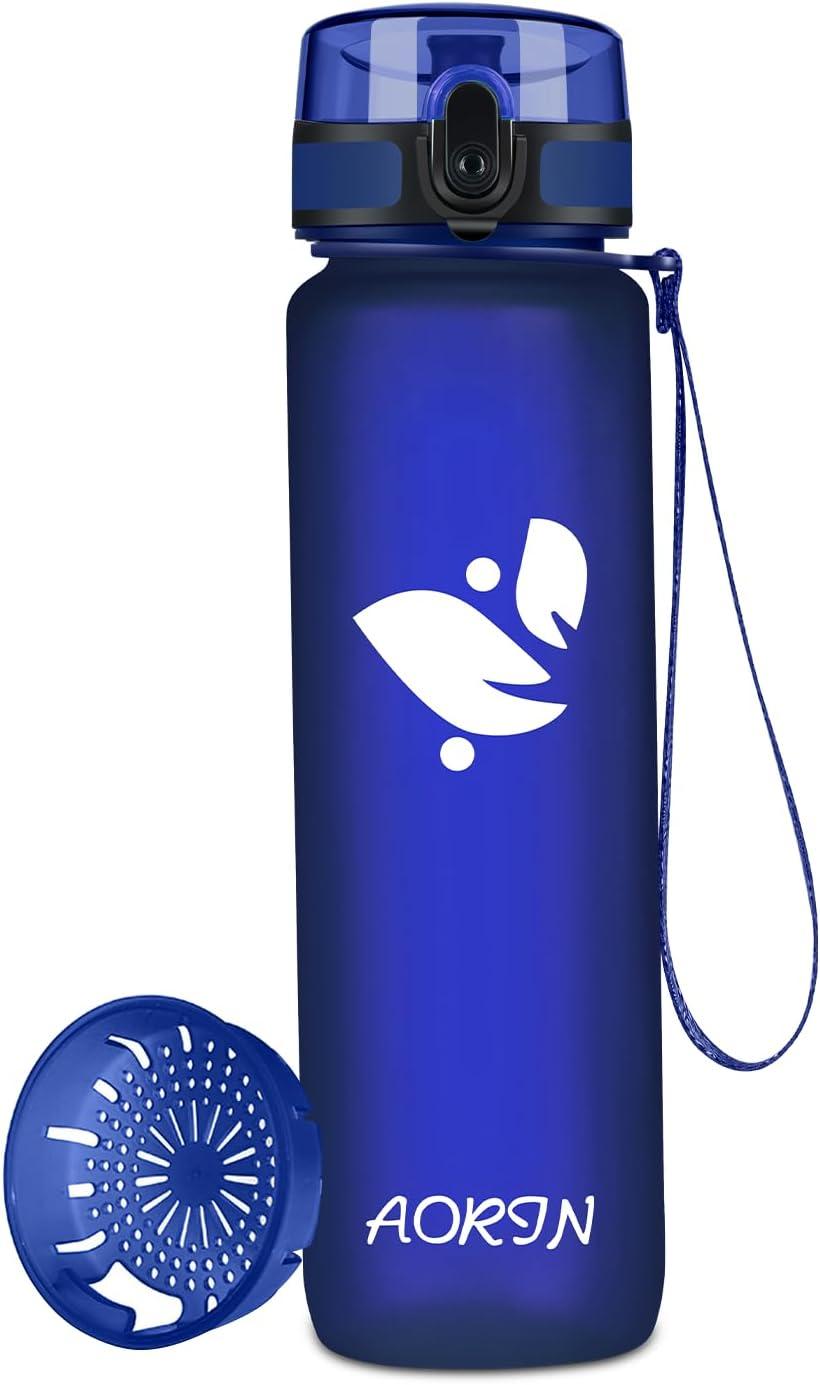 image:imageAORIN Gourde Sport 350ml500ml750ml1L BPAFree ampamp AntiFuite FlipAppliquer Bouteille deau pour EnfantAdultesSalle de Sport Sport de Plein airBleu de Mthyle