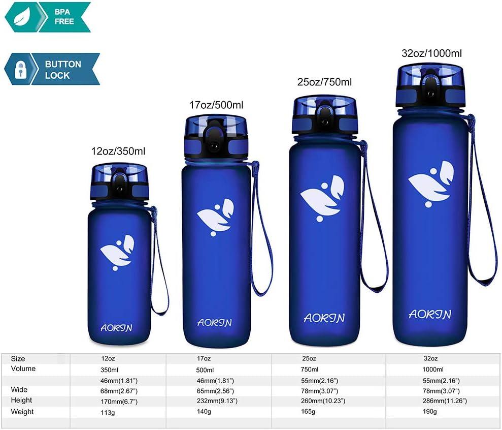 image:imageAORIN Gourde Sport 350ml500ml750ml1L BPAFree ampamp AntiFuite FlipAppliquer Bouteille deau pour EnfantAdultesSalle de Sport Sport de Plein airBleu de Mthyle