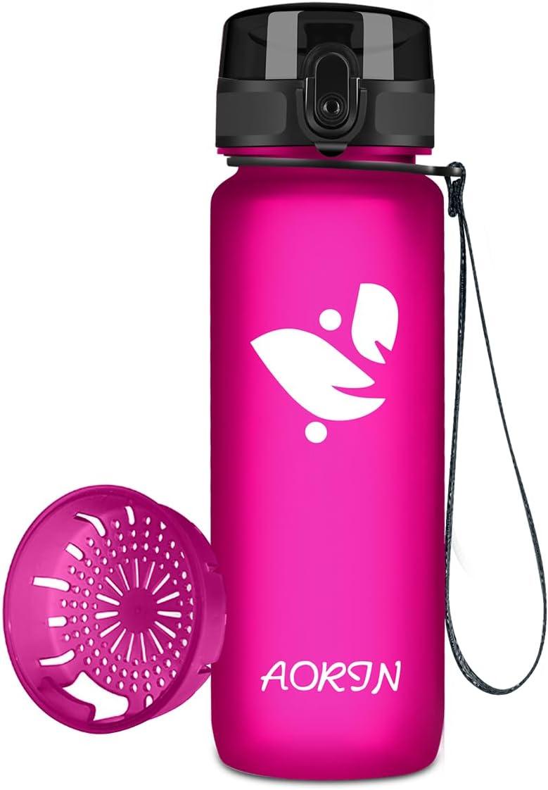 image:imageAORIN Gourde Sport 350ml500ml750ml1L BPAFree ampamp AntiFuite FlipAppliquer Bouteille deau pour EnfantAdultesSalle de Sport Sport de Plein airFuchsia