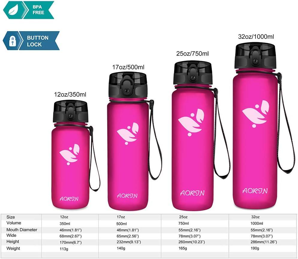 image:imageAORIN Gourde Sport 350ml500ml750ml1L BPAFree ampamp AntiFuite FlipAppliquer Bouteille deau pour EnfantAdultesSalle de Sport Sport de Plein airFuchsia