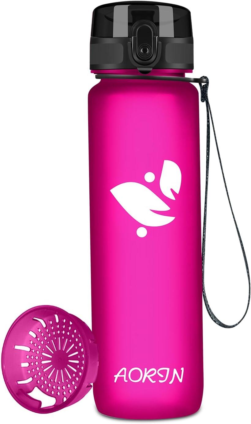image:imageAORIN Gourde Sport 350ml500ml750ml1L BPAFree ampamp AntiFuite FlipAppliquer Bouteille deau pour EnfantAdultesSalle de Sport Sport de Plein airFuchsia