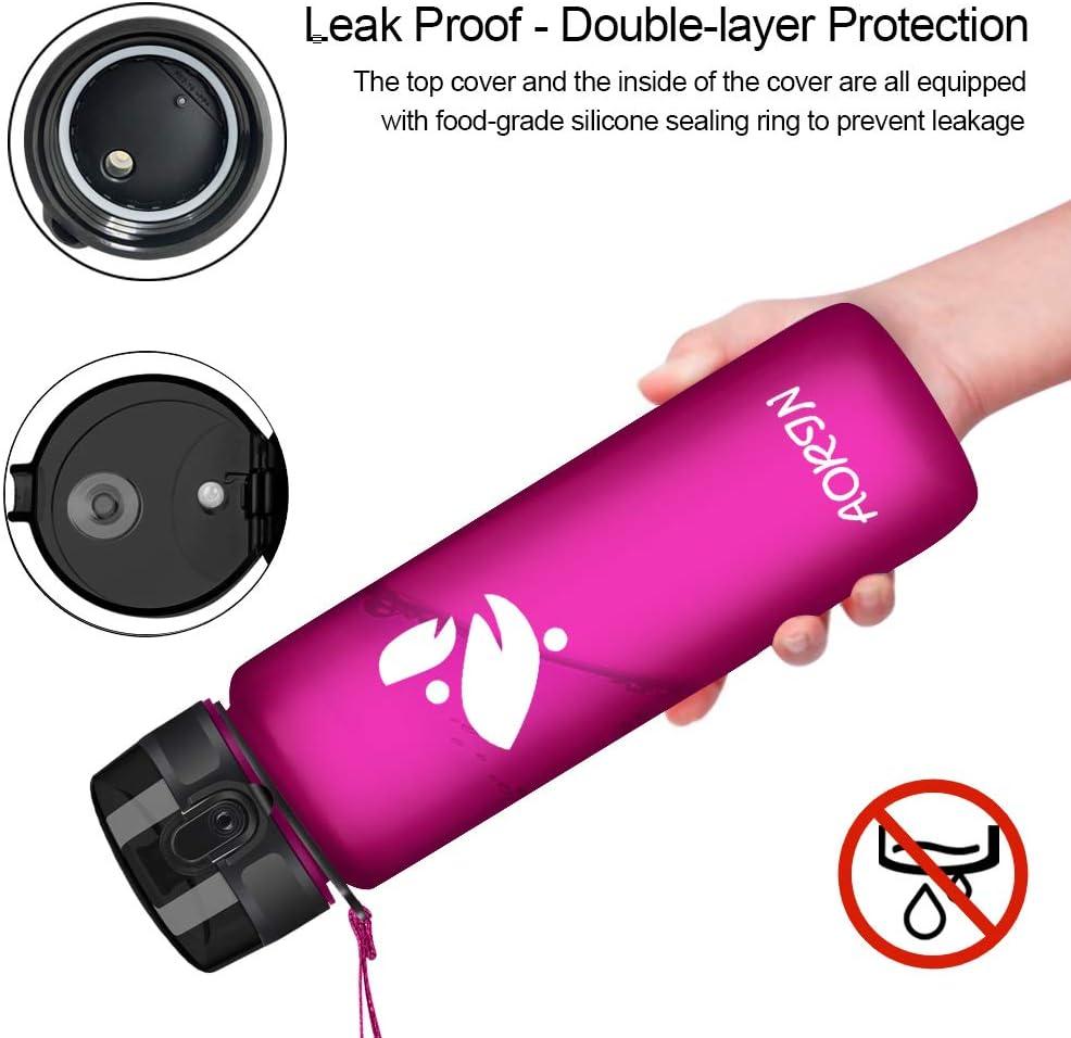 image:imageAORIN Gourde Sport 350ml500ml750ml1L BPAFree ampamp AntiFuite FlipAppliquer Bouteille deau pour EnfantAdultesSalle de Sport Sport de Plein airFuchsia