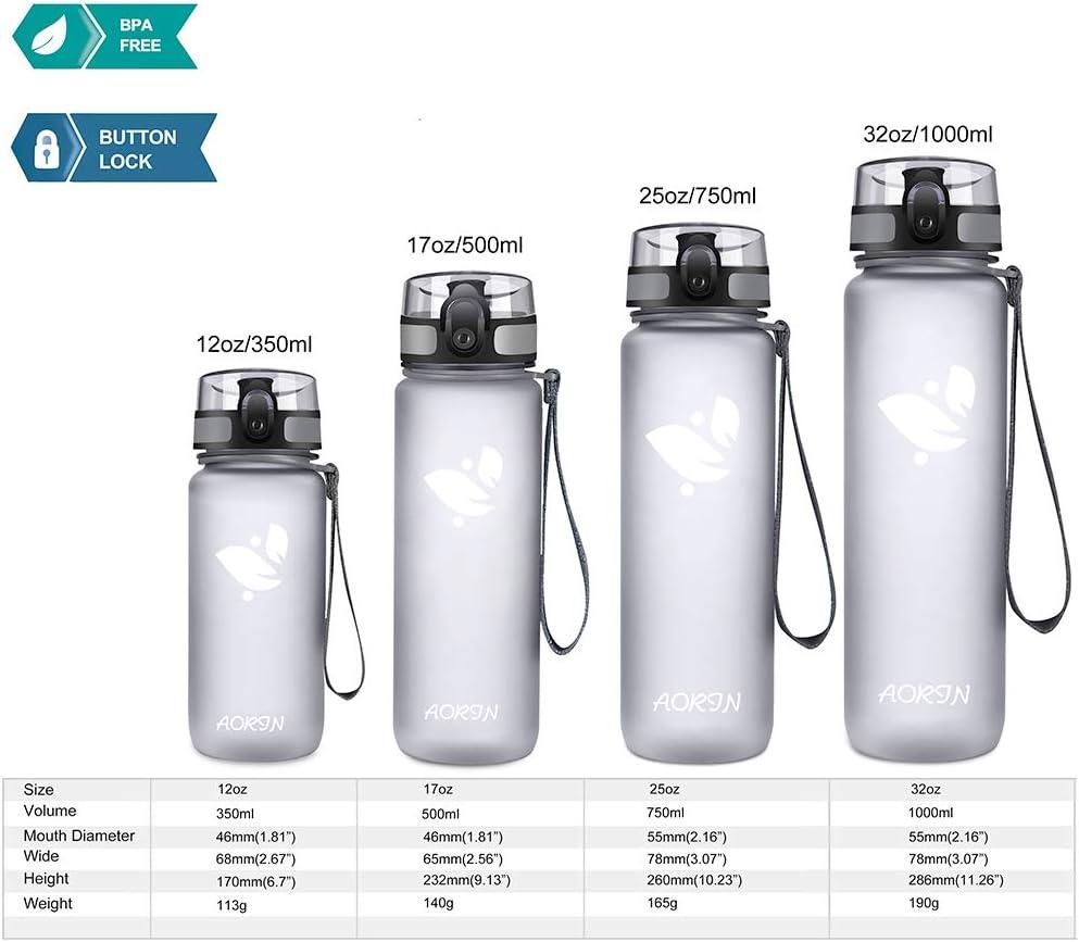 image:imageAORIN Gourde Sport 350ml500ml750ml1L BPAFree ampamp AntiFuite FlipAppliquer Bouteille deau pour EnfantAdultesSalle de Sport Sport de Plein airGris