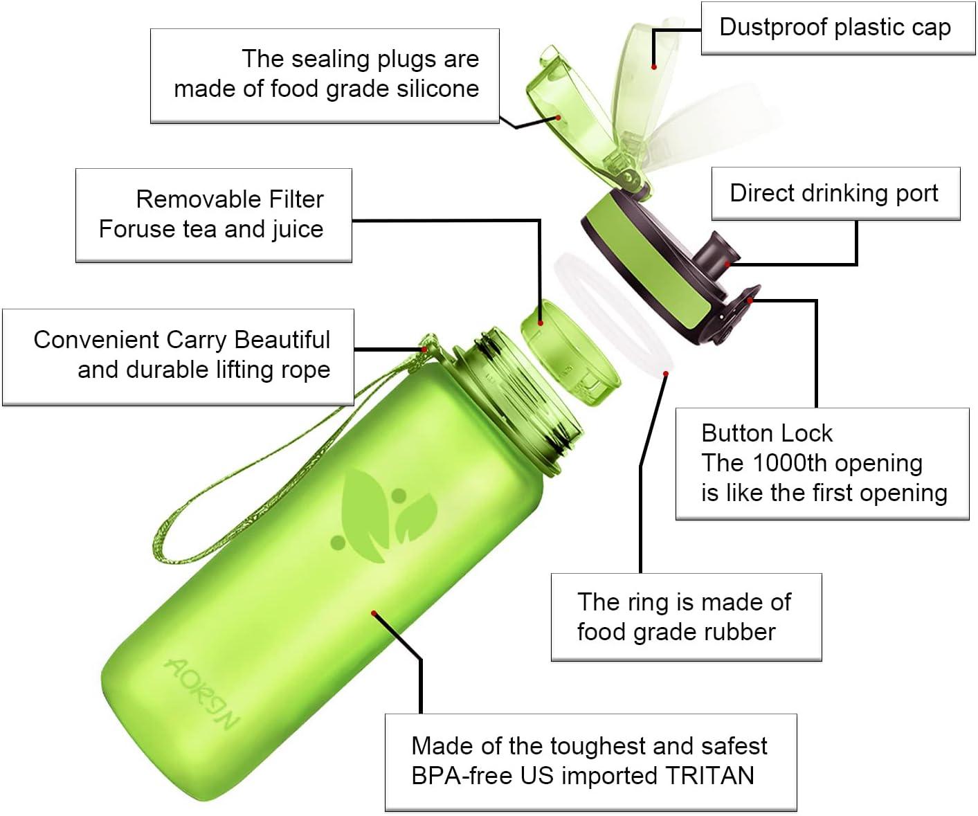 image:imageAORIN Gourde Sport 350ml500ml750ml1L BPAFree ampamp AntiFuite FlipAppliquer Bouteille deau pour EnfantAdultesSalle de Sport Sport de Plein airLimonade