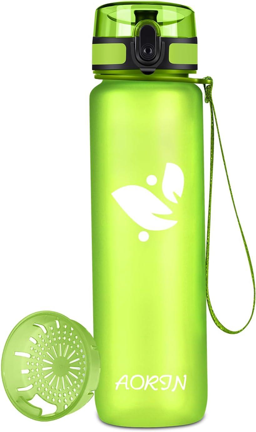 image:imageAORIN Gourde Sport 350ml500ml750ml1L BPAFree ampamp AntiFuite FlipAppliquer Bouteille deau pour EnfantAdultesSalle de Sport Sport de Plein airLimonade