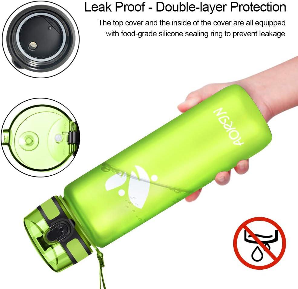 image:imageAORIN Gourde Sport 350ml500ml750ml1L BPAFree ampamp AntiFuite FlipAppliquer Bouteille deau pour EnfantAdultesSalle de Sport Sport de Plein airLimonade
