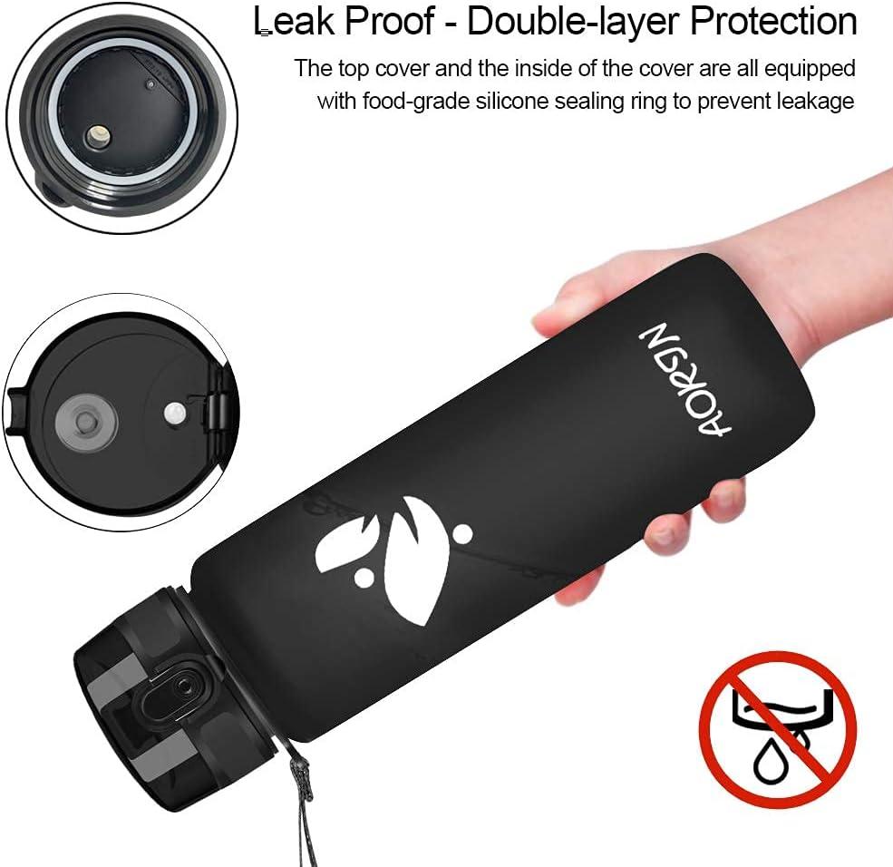 image:imageAORIN Gourde Sport 350ml500ml750ml1L BPAFree ampamp AntiFuite FlipAppliquer Bouteille deau pour EnfantAdultesSalle de Sport Sport de Plein airNoir