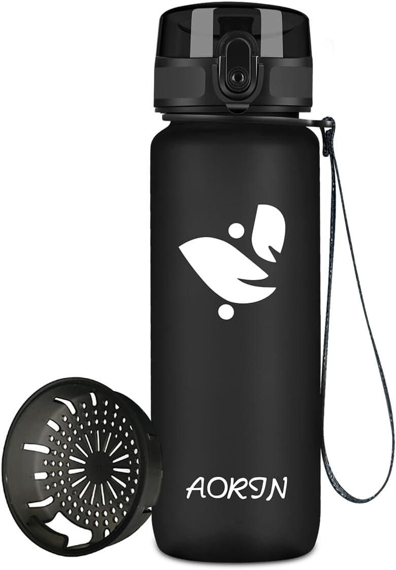 image:imageAORIN Gourde Sport 350ml500ml750ml1L BPAFree ampamp AntiFuite FlipAppliquer Bouteille deau pour EnfantAdultesSalle de Sport Sport de Plein airNoir