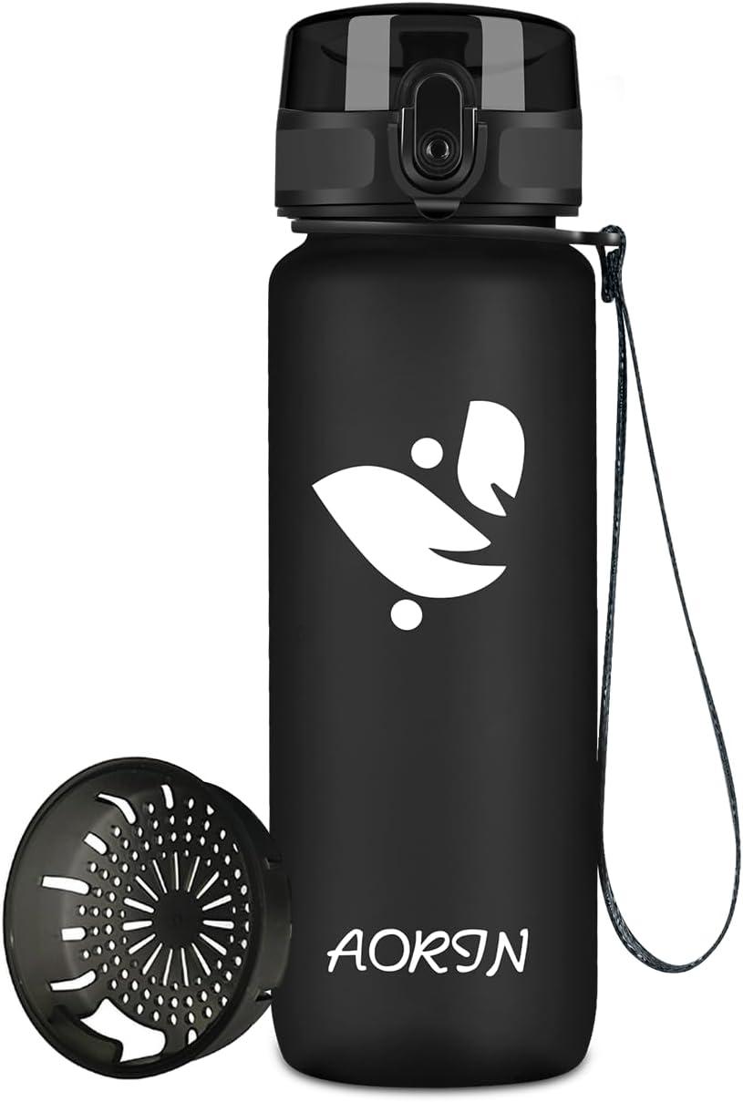 image:imageAORIN Gourde Sport 350ml500ml750ml1L BPAFree ampamp AntiFuite FlipAppliquer Bouteille deau pour EnfantAdultesSalle de Sport Sport de Plein airNoir