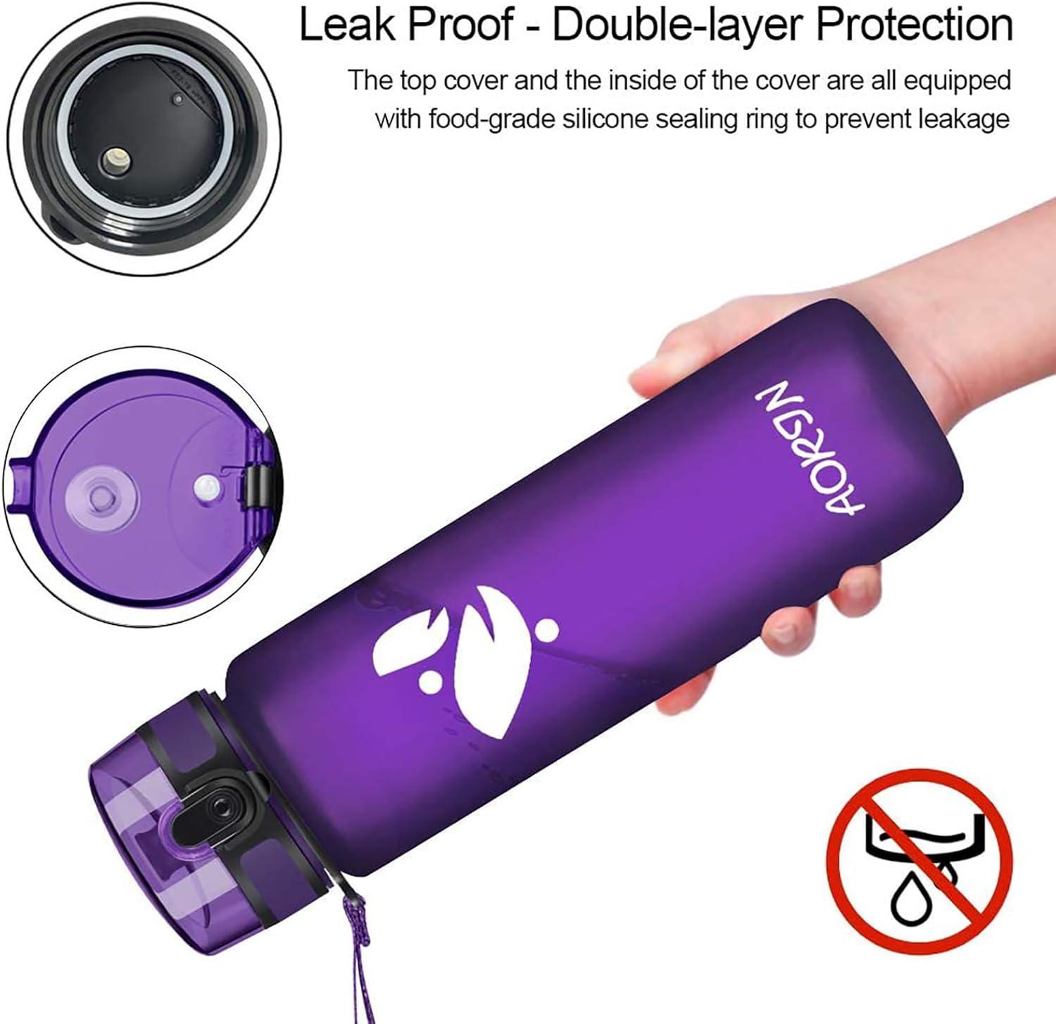 image:imageAORIN Gourde Sport 350ml500ml750ml1L BPAFree ampamp AntiFuite FlipAppliquer Bouteille deau pour EnfantAdultesSalle de Sport Sport de Plein airOrchide