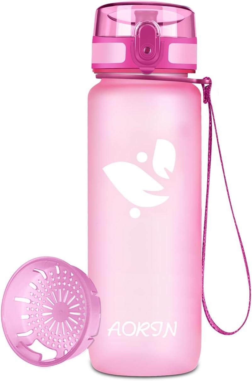 image:imageAORIN Gourde Sport 350ml500ml750ml1L BPAFree ampamp AntiFuite FlipAppliquer Bouteille deau pour EnfantAdultesSalle de Sport Sport de Plein airRose